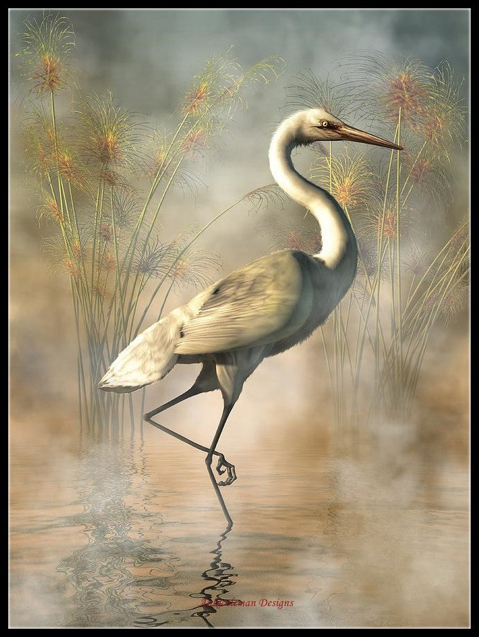 Wading Egret - Counted Cross Stitch Patterns Embroidery Crafts Needlework DIY Chart DMC Color