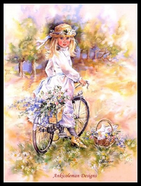 Bicycle Ride - Counted Cross Stitch Patterns Embroidery Crafts Needlework DIY Chart DMC Color