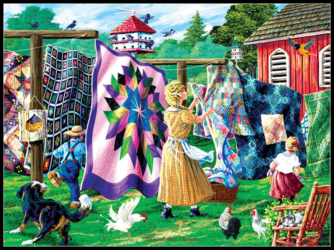 Quilter's Clothesline - Counted Cross Stitch Patterns Embroidery Crafts Needlework DIY Chart DMC Color