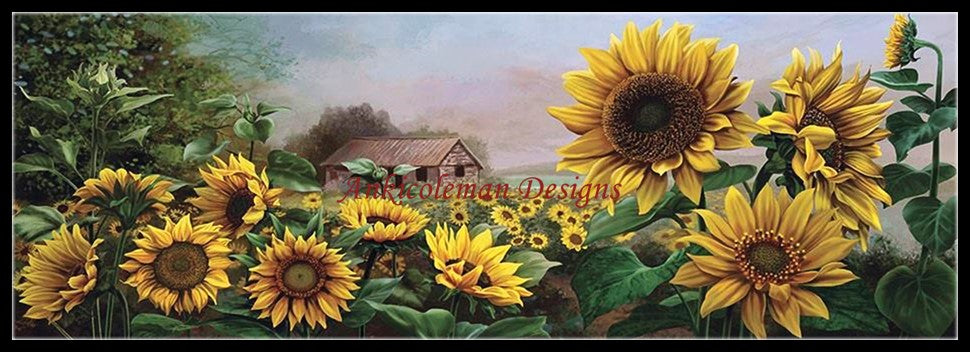 Sunflowers Field - Counted Cross Stitch Patterns Embroidery Crafts Needlework DIY Chart DMC Color