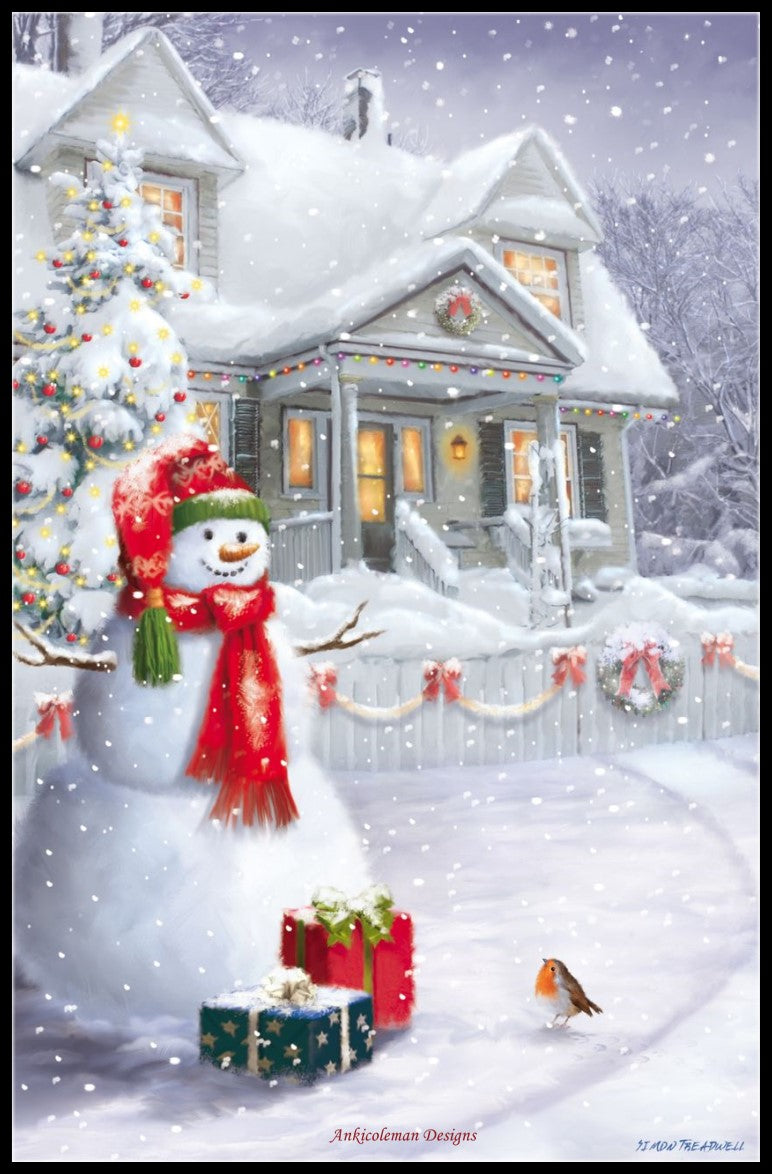 Christmas Snowman 5 - Counted Cross Stitch Patterns Embroidery Crafts Needlework DIY Chart DMC Color