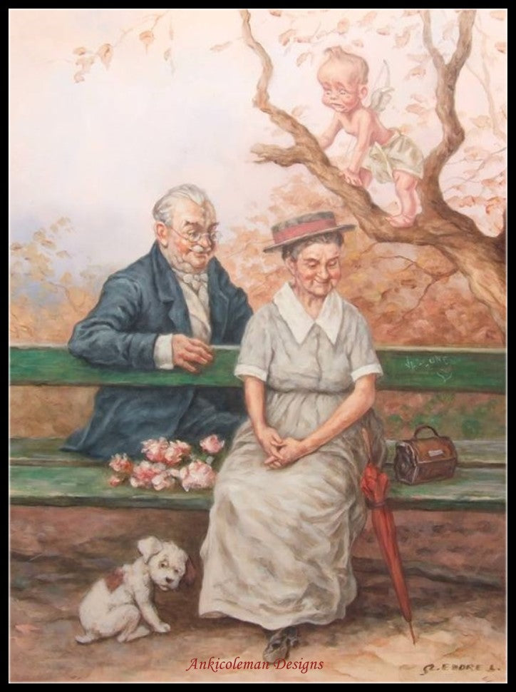 Elderly Couple 4 - Counted Cross Stitch Patterns Embroidery Crafts Needlework DIY Chart DMC Color