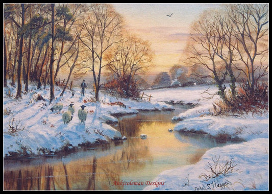 Winter Scene - Counted Cross Stitch Patterns Embroidery Crafts Needlework DIY Chart DMC Color