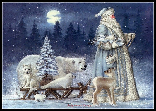 Arctic Santa Claus 3 - Counted Cross Stitch Patterns Embroidery Crafts Needlework DIY Chart DMC Color