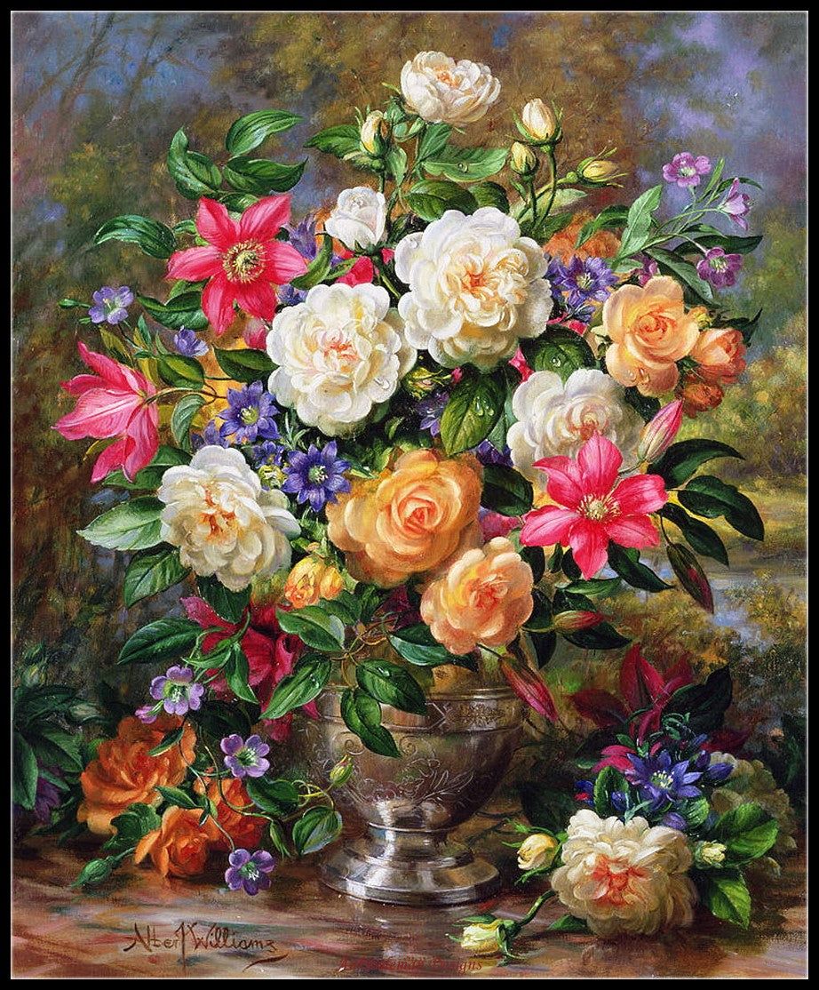 Flowers by Albert Williams 2 - Counted Cross Stitch Patterns Embroidery Crafts Needlework DIY Chart DMC Color