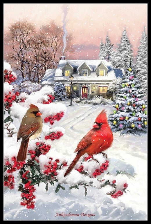 Cardinal Pair - Counted Cross Stitch Patterns Embroidery Crafts Needlework DIY Chart DMC Color