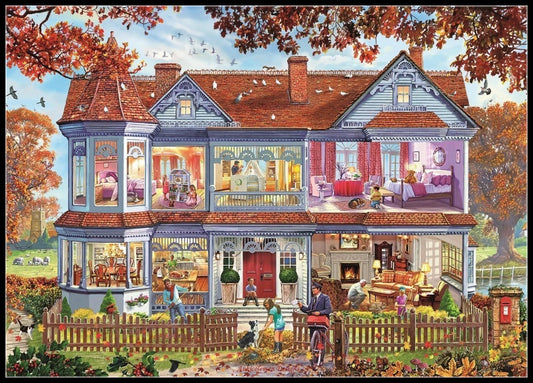 Autumn House - Counted Cross Stitch Patterns Embroidery Crafts Needlework DIY Chart DMC Color