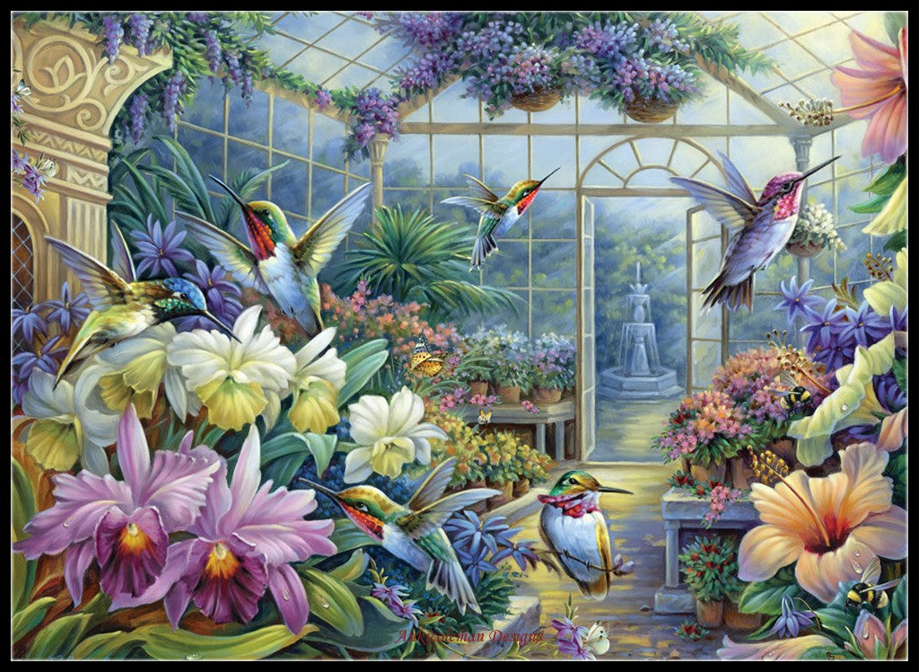 Antique Greenhouse - Counted Cross Stitch Patterns Embroidery Crafts Needlework DIY Chart DMC Color