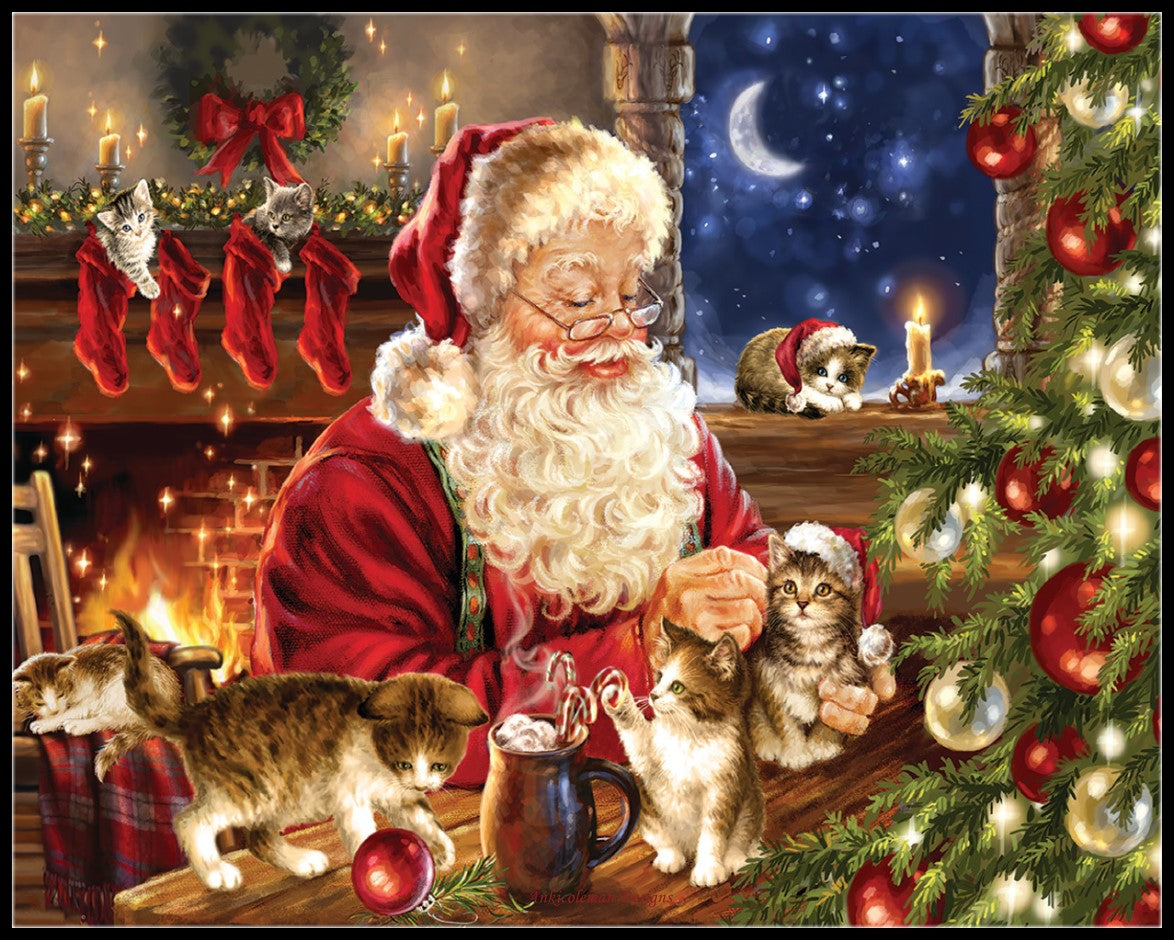 Christmas Kittens - Counted Cross Stitch Patterns Embroidery Crafts Needlework DIY Chart DMC Color