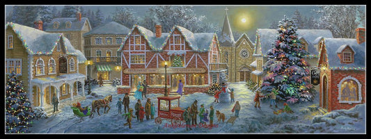 Christmas Village Panoramic - Counted Cross Stitch Patterns Embroidery Crafts Needlework DIY Chart DMC Color