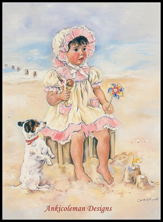 Beach Girl 2 - Counted Cross Stitch Patterns Embroidery Crafts Needlework DIY Chart DMC Color