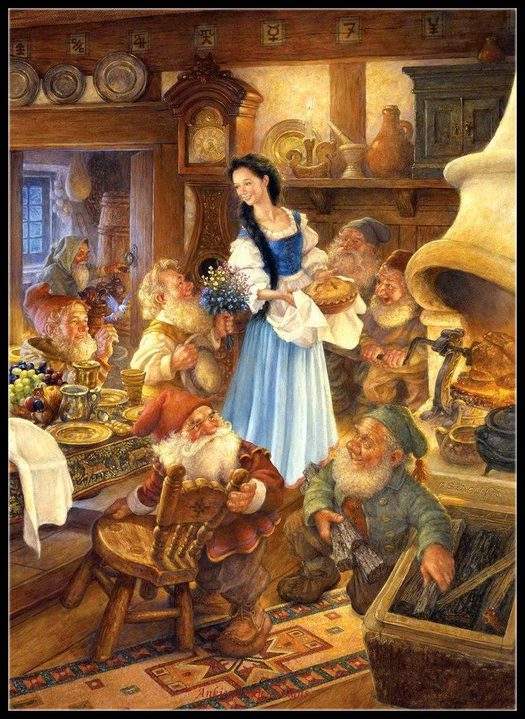 Snow White and the Seven Dwarfs - Counted Cross Stitch Patterns Embroidery Crafts Needlework DIY Chart DMC Color