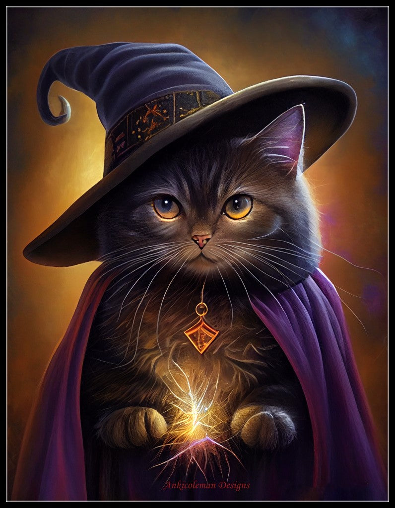 Wizard Kitty - Counted Cross Stitch Patterns Embroidery Crafts Needlework DIY Chart DMC Color