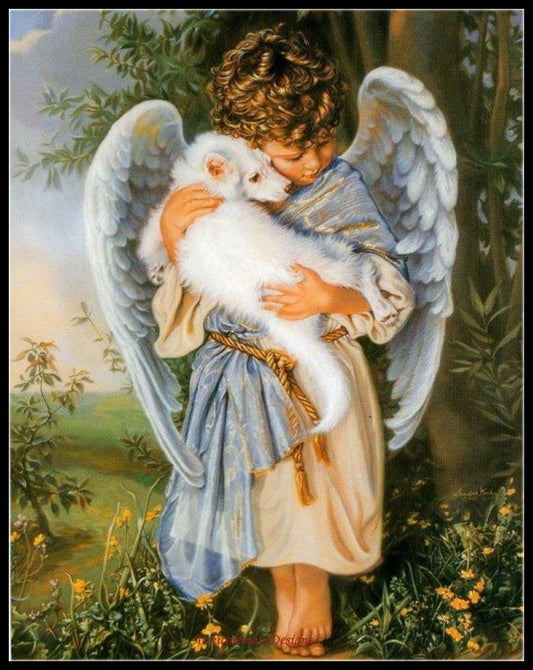 Angel Hugs - Counted Cross Stitch Patterns Embroidery Crafts Needlework DIY Chart DMC Color