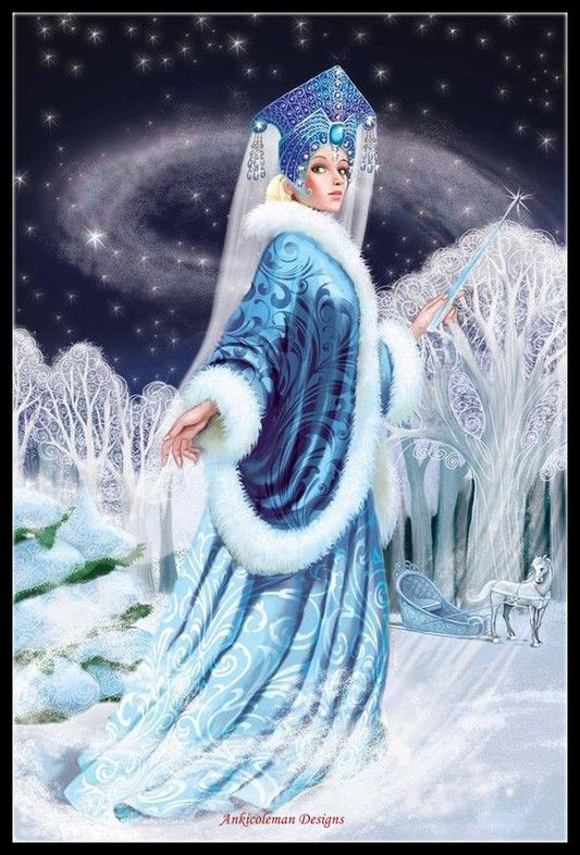 Snow Princess - Counted Cross Stitch Patterns Embroidery Crafts Needlework DIY Chart DMC Color