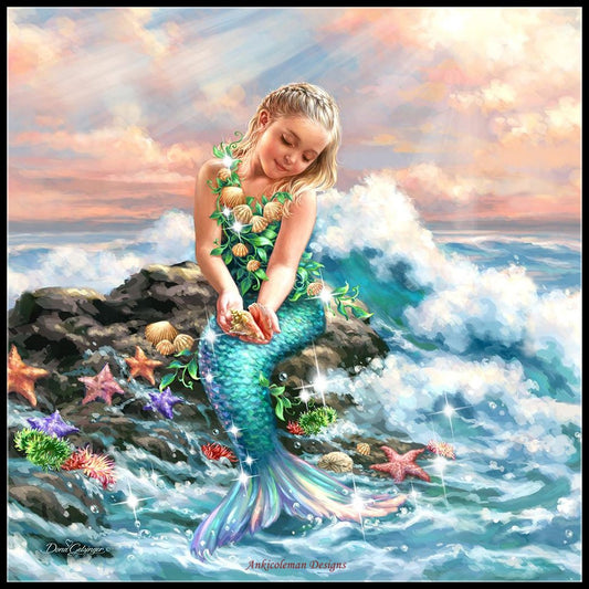 Mermaid Princess - Counted Cross Stitch Patterns Embroidery Crafts Needlework DIY Chart DMC Color