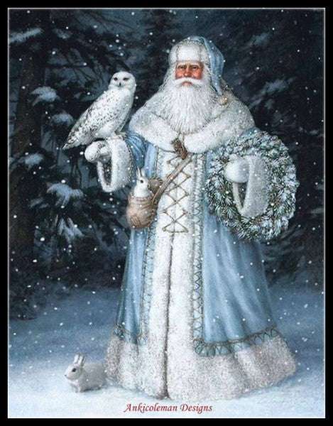 Arctic Santa Claus 1 - Counted Cross Stitch Patterns Embroidery Crafts Needlework DIY Chart DMC Color