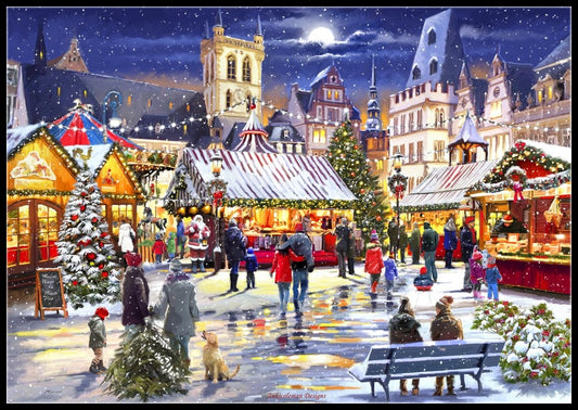 Christmas Market - Counted Cross Stitch Patterns Embroidery Crafts Needlework DIY Chart DMC Color