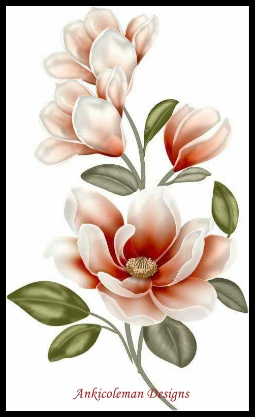 Delicate Magnolia - Counted Cross Stitch Patterns Embroidery Crafts Needlework DIY Chart DMC Color