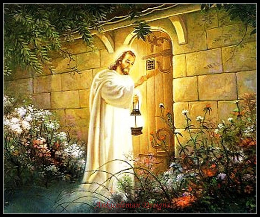 Jesus Knocking at the House - Counted Cross Stitch Patterns Embroidery Crafts Needlework DIY Chart DMC Color