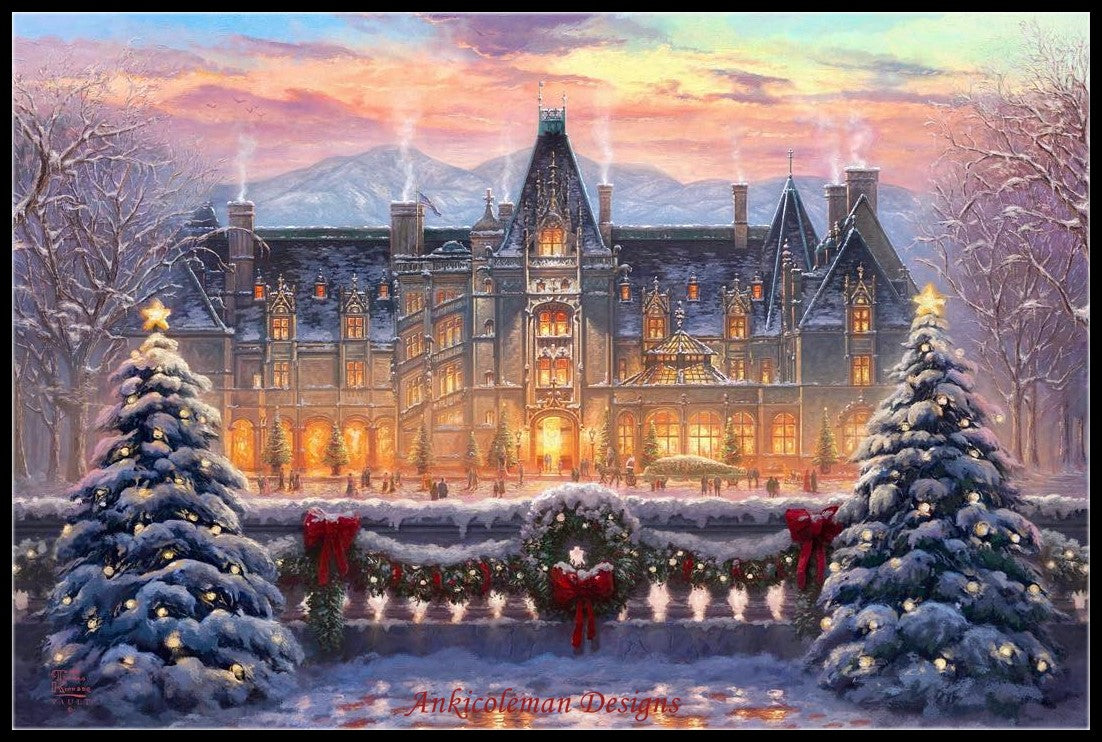 Christmas at Biltmore - Counted Cross Stitch Patterns Embroidery Crafts Needlework DIY Chart DMC Color