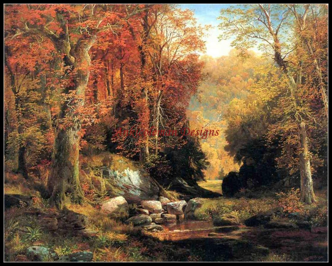 Wissahickon Autumn - Counted Cross Stitch Patterns Embroidery Crafts Needlework DIY Chart DMC Color