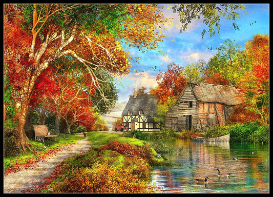 Farmhouse Cottage - Counted Cross Stitch Patterns Embroidery Crafts Needlework DIY Chart DMC Color