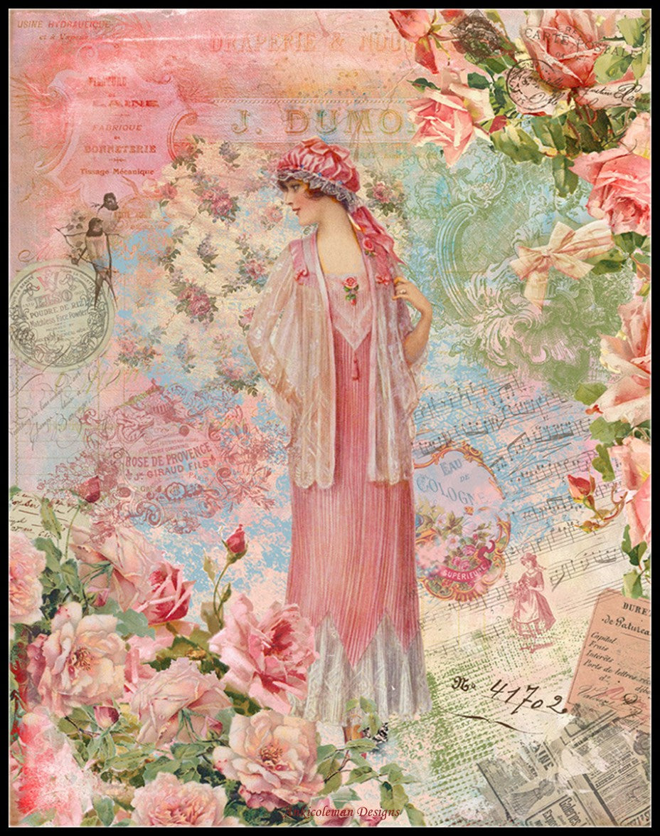 Victorian Pink Lady 2 - Counted Cross Stitch Patterns Embroidery Crafts Needlework DIY Chart DMC Color