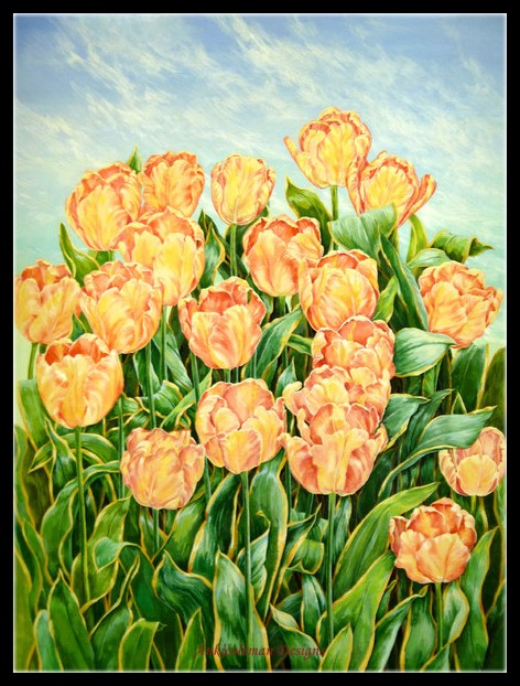 Yellow Tulips 2 - Counted Cross Stitch Patterns Embroidery Crafts Needlework DIY Chart DMC Color