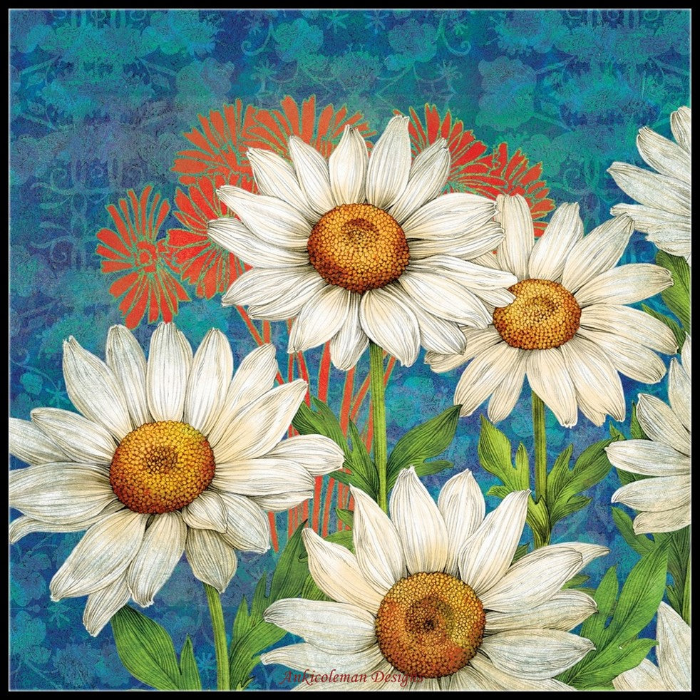 Daisies - Counted Cross Stitch Patterns Embroidery Crafts Needlework DIY Chart DMC Color