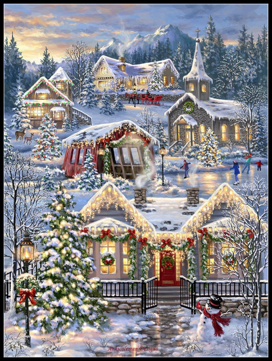 Christmas Village 6 - Counted Cross Stitch Patterns Embroidery Crafts Needlework DIY Chart DMC Color