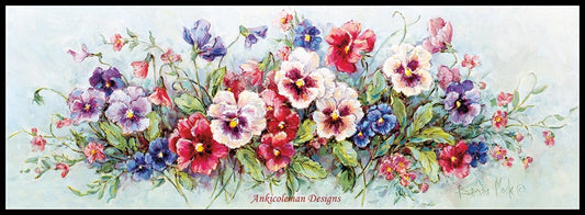 Pansy Bouquet - Counted Cross Stitch Patterns Embroidery Crafts Needlework DIY Chart DMC Color