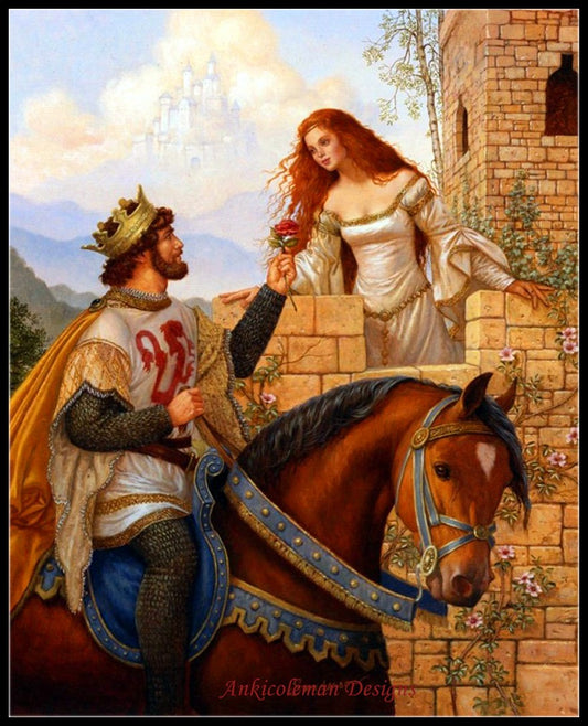 Guinevere and King Arthur - Counted Cross Stitch Patterns Embroidery Crafts Needlework DIY Chart DMC Color