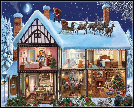 Christmas House - Counted Cross Stitch Patterns Embroidery Crafts Needlework DIY Chart DMC Color