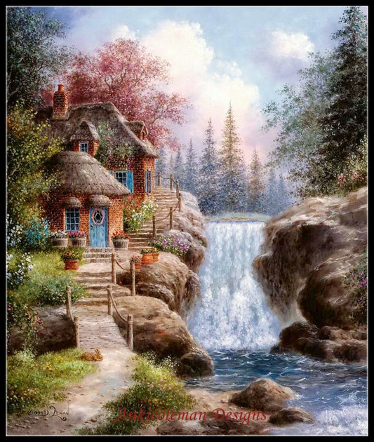 Big Bear Falls - Counted Cross Stitch Patterns Embroidery Crafts Needlework DIY Chart DMC Color