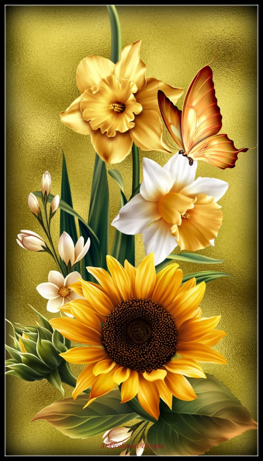 Sunflower Butterfly 2 - Counted Cross Stitch Patterns Embroidery Crafts Needlework DIY Chart DMC Color