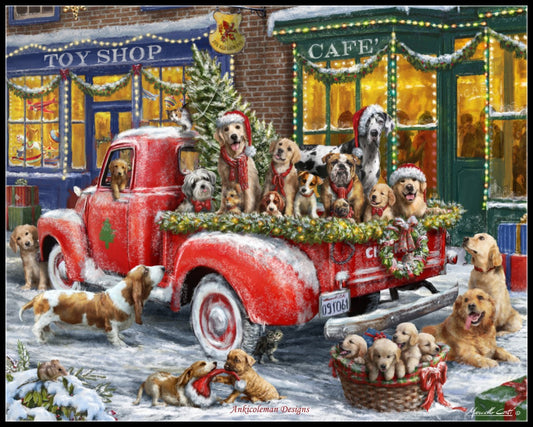 Doggone Christmas - Counted Cross Stitch Patterns Embroidery Crafts Needlework DIY Chart DMC Color