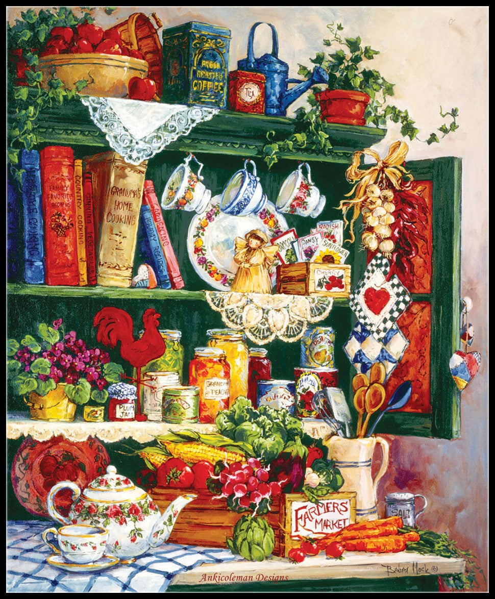 Grandma's Cupboard - Counted Cross Stitch Patterns Embroidery Crafts Needlework DIY Chart DMC Color