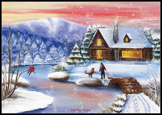 Christmas Night at the Chalet - Counted Cross Stitch Patterns Embroidery Crafts Needlework DIY Chart DMC Color