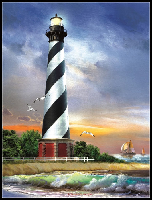 Cape Hatteras Lighthouse - Counted Cross Stitch Patterns Embroidery Crafts Needlework DIY Chart DMC Color