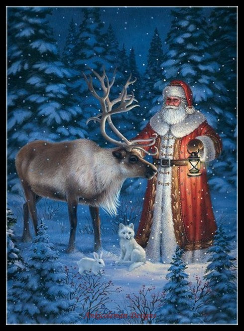 Arctic Santa Claus 6 - Counted Cross Stitch Patterns Embroidery Crafts Needlework DIY Chart DMC Color