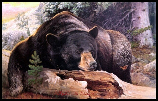 Black Bear Country - Counted Cross Stitch Patterns Embroidery Crafts Needlework DIY Chart DMC Color