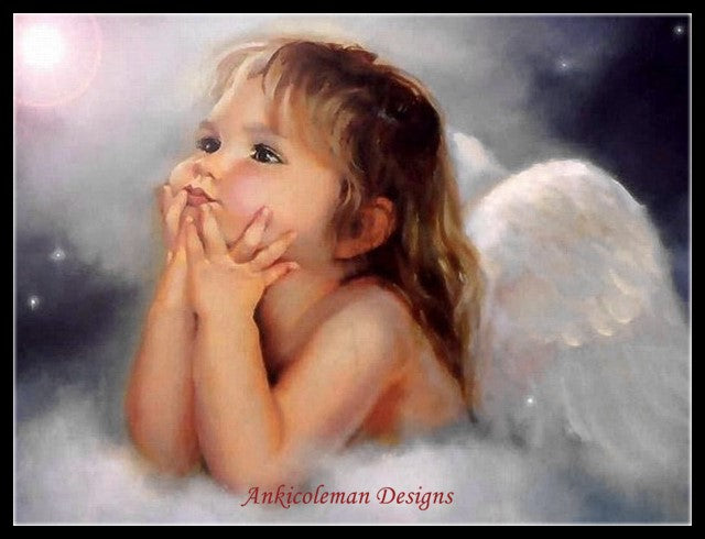 The Toddler Angel - Counted Cross Stitch Patterns Embroidery Crafts Needlework DIY Chart DMC Color