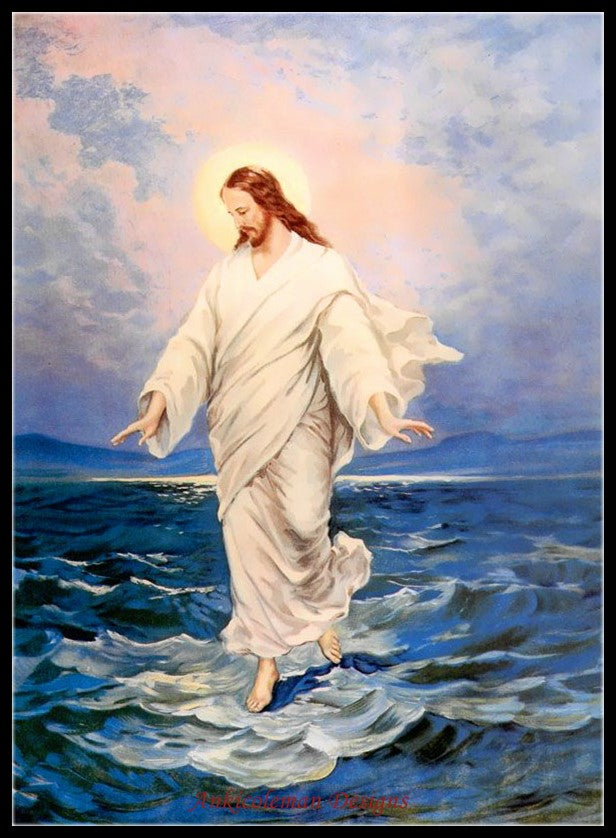 Jesus walking on Water - Counted Cross Stitch Patterns Embroidery Crafts Needlework DIY Chart DMC Color