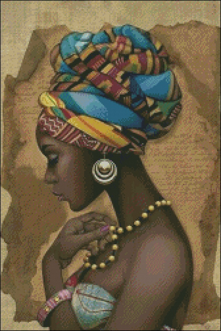 African Girl - Counted Cross Stitch Patterns Embroidery Crafts Needlework DIY Chart DMC Color