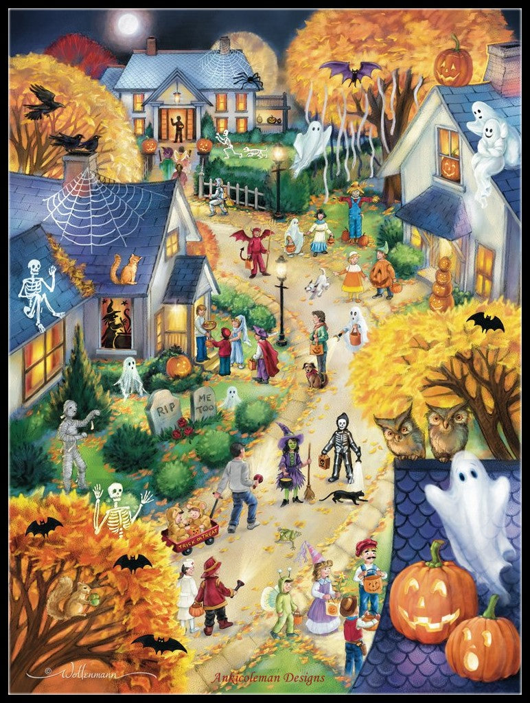 Halloween Town - Counted Cross Stitch Patterns Embroidery Crafts Needlework DIY Chart DMC Color