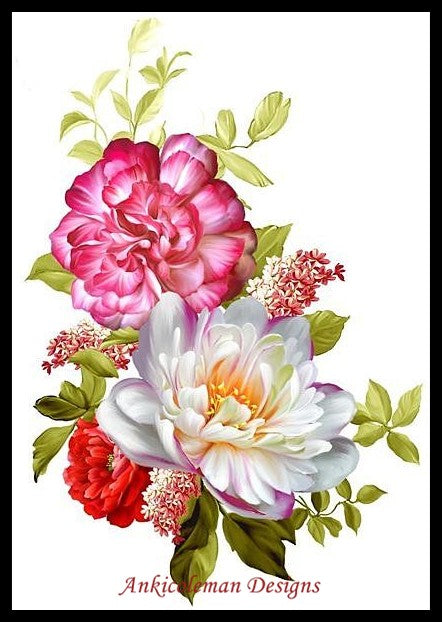 Flowers in Full Bloom - Counted Cross Stitch Patterns Embroidery Crafts Needlework DIY Chart DMC Color