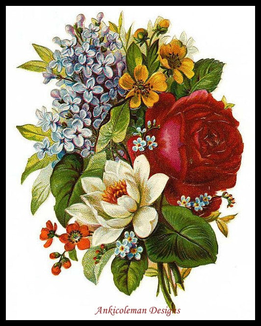 Flowers 162 - Counted Cross Stitch Patterns Embroidery Crafts Needlework DIY Chart DMC Color