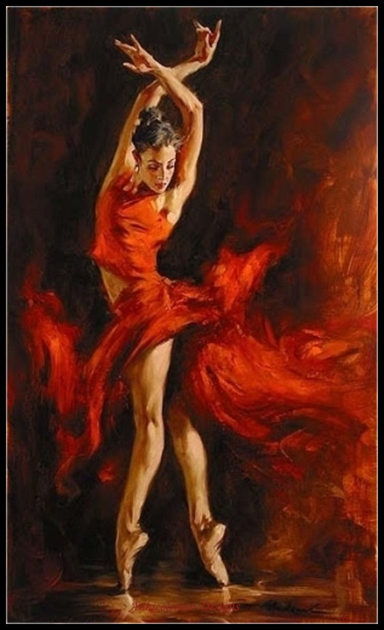 Fiery Dance - Counted Cross Stitch Patterns Embroidery Crafts Needlework DIY Chart DMC Color