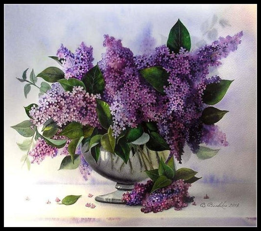 Lilac Collection 1-1 - Counted Cross Stitch Patterns Embroidery Crafts Needlework DIY Chart DMC Color